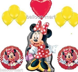 Disney Minnie Mouse Balloons Birthday Party Decorations Heart Red Bow Yellow Set