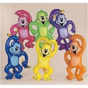 Safari Animal Jungle Zoo Inflatable Set 6 Neon Monkey Party Favors Toy Supply