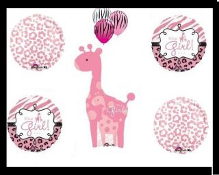 Safari Girl Giraffe Pink Zebra Balloon Baby Shower Party Decorations Supplies