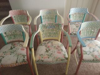 6 Unique Hand Painted Mackenzie Childs Inspired Dining Chairs Shabby Chic