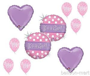 10pc Its A Girl Balloons Set Party Supplies Decorations Baby Shower Pink Latex