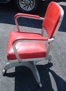 Vintage Industrial Machine Age Cole Steel Office Desk Chair Swivel RARE Armchair
