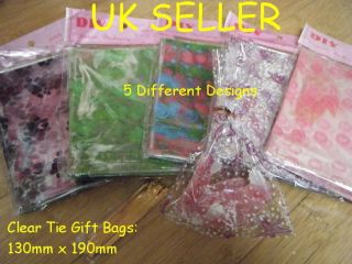 50 x Clear Plastic Cello Twist Tie Top Gift Party Carrier Bags Shop 190MMX 130mm