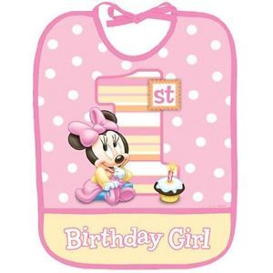 Disney Minnie Mouse 1st Birthday Bib Baby Girl Party Supplies Favors