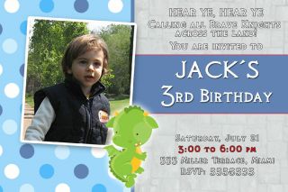30 Personalized Dragon Photo Birthday Party Invitations Cards Medieval Knight