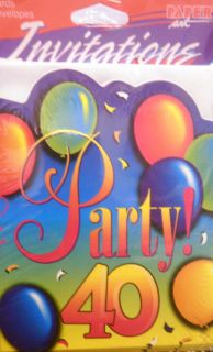 Happy 40th Birthday Party Invitations 8 Pkg