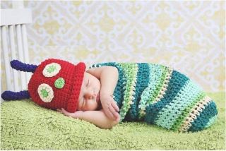 Baby Girls Boy Newborn 9M Knit Crochet Caterpillar Clothes Photo Prop Outfits C