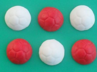 Set 12 Red and White Footballs Edible Sugar Cake Art