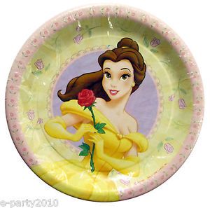 8 Disney Princess Belle Small Plates Beauty Beast Birthday Party Supplies