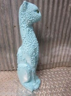 Mid Century Modern Turquoise Blue Cat Sculpture Bust Figurine Popcorn Vtg 60s