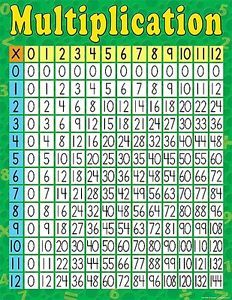 Multiplication Grid Math Facts Poster Educational Chart TCR New