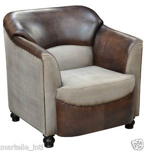 Canvas Leather Lounge Chair Transitional Style Hot Now Hardwood Frame New