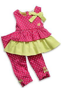 Guess Designer Baby Girl Clothes Set Top Leggings Pink Green 3 6 9 Months