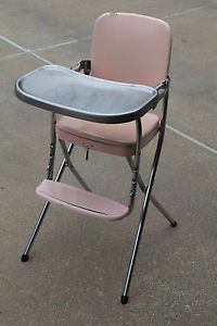 Cosco Hamilton High Chair Vintage Metal Steel Tray Foot Rest Pink Powder Coated