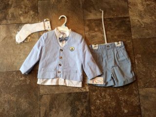 Baby Boy Seersucker Jacket Shorts Bow Tie Easter Outfit 24 Mon