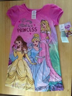 3T Disney Princess Belle Cinderella Aurora Pink Nightgown Pajamas Dress Up
