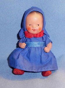1930's All Bisque Made in Japan Baby Doll Dressed as Amish Original Clothes