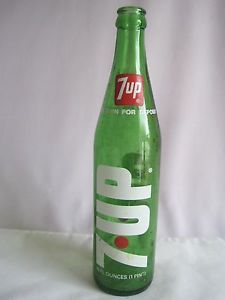 Vintage Seven 7 Up Soda Pop Empty Green Glass Bottle 1960'S