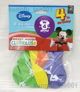 8PC Disney Mickey Mouse 4th Birthday Party Balloon