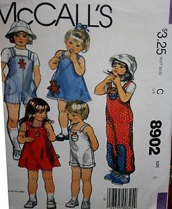 Vintage Uncut McCalls Sewing Pattern 8902 Toddlers Jumpsuit Romper Pocketbook