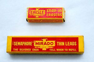 Vintage Semaphore Mirado Thin Leads Eagle Snap in Erasers 1936 on PopScreen