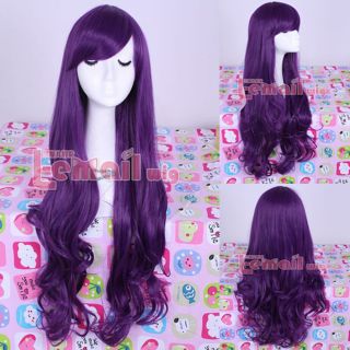 80cm Long Purple Curly Wavy Cosplay Party Women Hair Full Synthetic Wig ML157
