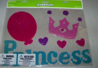 Princess Tiara Hearts Balloon Birthday Party Gel Window Clings