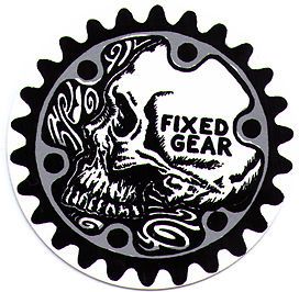 Fixed Gear Bike Sticker Bicycle Skull Fixie Decal Biker