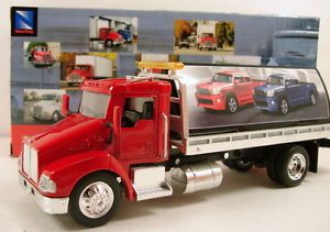 NewRay Kenworth T300 1 43 Scale 8" Diecast Model Flatbed Tow Truck Red N124
