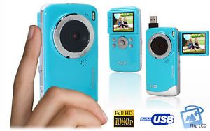 SVP Full HD 1080p Pocket Digital Video Camera Flip LCD Built in USB TV Out Blue