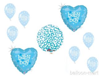 9pc Baby Shower Balloons Set Supplies Decorations Blue Leopard Cheetah Its A Boy
