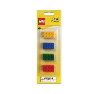 New Official Lego Brick Erasers Eraser Set of Four Red Yellow Green Blue