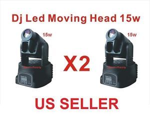 Lot DJ LED Moving Head Lights 15Watt Spot RGB DMX512 Stage Party Show 2pcs