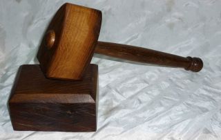 English Antique Oak Wood Wooden Classic Masonic Gavel Gavels Hammer Hand Crafted
