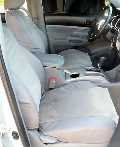 2009 2012 Toyota Tacoma Front Exact Seat Covers in Dark Gray w Gray Inserts