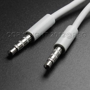 White 3 5mm Car Audio Aux Auxiliary Extension Cable Cord Apple iPhone 4 4S 3G S