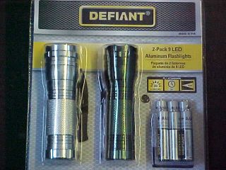 Defiant 9 LED Aluminum Flashlights 2 Pack Awesome Deal