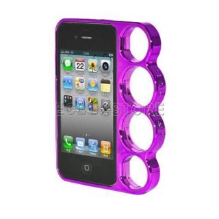 Purple Lord Rings Brass Knuckles Hard Bumper Side Rim Cover Case for iPhone 4 4S
