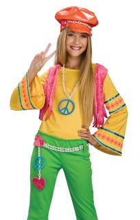 Tween 70s Hippie Flower Child Outfit Girls Costume S