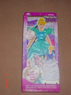 Disney Princess Cinderella Magnetic Fabric Fashions Paper Doll Dress Design New