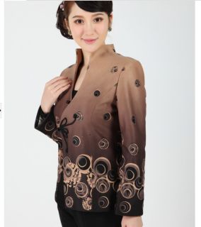 Charming Chinese Women's Thickening Jacket Coat Khaki Sz M L XL 2XL 3XL 4XL