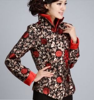 Charming Chinese Women's Silk Jacket Coat Black Sz M L XL XXL XXXL