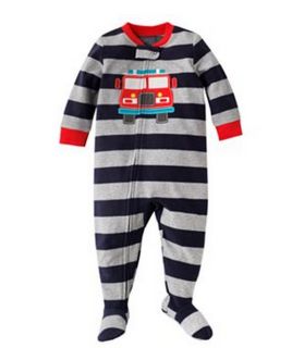 Carters Baby Boy Clothes Sleepwear Pajama Gray Fire Truck 12 18 24 Months