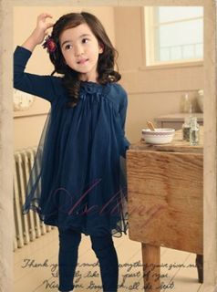 Fall Winter Kid Toddler Girl Knee Length Long Sleeve Cotton Blend Pincess Dress