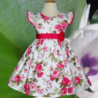Baby Toddler Girls Dresses Kids Pink Rose Flower Birthday Party Clothes Size 4T