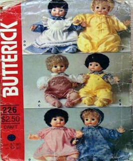 Vintage Sewing Pattern 16" Baby Doll Clothes Wardrobe
