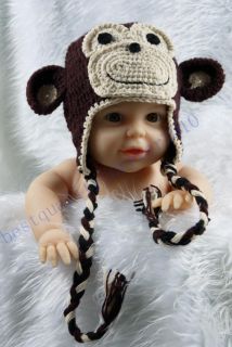 Newborn Baby Boy Girl Monkey Crochet Knit Hat Cap Photography Photo Prop K30
