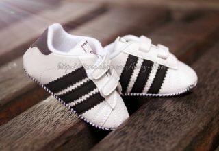 Baby Boy Black White Stripe Soft Sole Shoes Sneaker Size Newborn to 18 Months