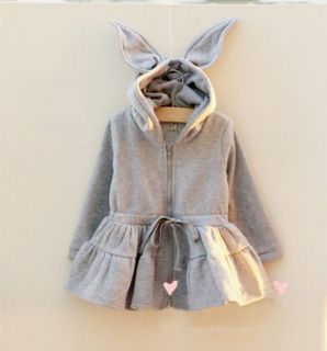 Sweet Girls Childrens Thick Hoodies Tops Dress Outerwear with Lovely Ears SZ1 7Y
