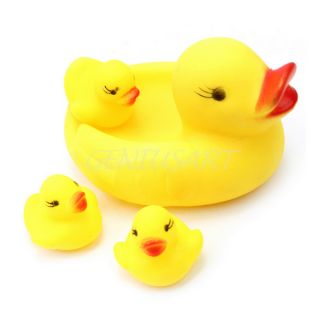 Funny Cute Yellow Baby Bath Toy Rubber Race Swimming Float Squeeze Squeak Ducks